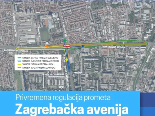 Grad Zagreb ᶠ: Privremena regulacija prometa: Zagrebačka avenija, nadvožnjak iznad ...