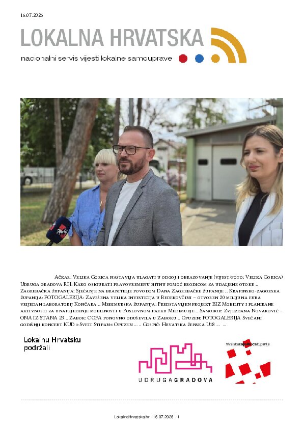 Besplatno se pretplatite na ISSUU izdanje. Izdvajamo: Udruga gradova RH, Zagrebačka županija, Krapinsko-zagorska županija, Međimurska županija, Samobor, Zabok, Opuzen, Gospić, Kutina, Lovas, Velika Gorica, Karlovac, Sisak, Zaprešić, Ivanec, Duga Resa, Drniš, Vela Luka, Cres, Blato, Stari Jankovci, Makarska, Hvar, Fužine,