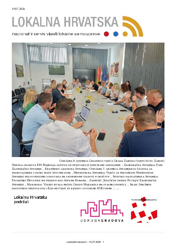 Besplatno se pretplatite na ISSUU izdanje. Izdvajamo: Udruga gradova RH, Zagrebačka županija, Krapinsko-zagorska županija, Međimurska županija, Splitsko-dalmatinska županija, Zaprešić, Makarska, Sisak, Samobor, Karlovac, Kaštela, Ivanec, Drniš, Opuzen, Lovas, Zabok, Blato, Gospić, Velika Gorica, Cres, Vela Luka,